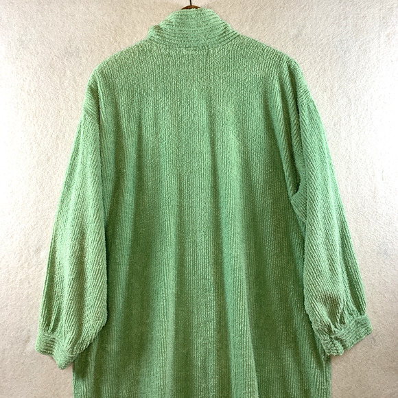 VTG Stan Herman Womens Terry Cloth Robe Sz M Petite Green Button Up House Coat - Picture 11 of 15